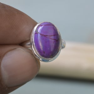 Oval Cab Purple Copper Turquoise Gemstone 925 Sterling Silver, 14K Yellow Gold Fill, 14K Rose Gold Fill Ring, Wedding Gift Statement Ring
