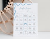Blue Bow Find The Guest Bingo Baby Shower Game, Coquette Baby Shower Boy Activity Printable, Find Guest Ice Breaker Download, Corjl PP87