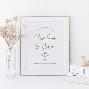 Baby Shower Sign The Onesie Sign, Minimalist Baby Onesie Guestbook, Printable Onesie Decorating, Editable Game, Gender Neutral, Corjl PP63