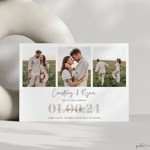 Minimalist Save The Date Template Photo Collage, Printable Save Our Date, Downloadable Save The Date Invite, Modern Digital Evite Corjl PP60