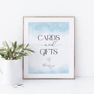Baby Shower Card and Gifts Sign, Cards and Gifts Sign Blue, Modern Gifts for Baby Printable, Baby Boy Shower Decor, Baby Gifts, Corjl PP65
