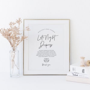 Minimalist Late Night Diapers Sign, Modern Baby Shower Game, Printable Diaper Notes, Diaper Thoughts, Gender Neutral, Download, Corjl PP63