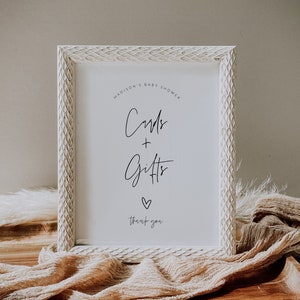 Minimalist Baby Shower Card and Gifts Sign, Cards and Gifts Sign, Modern Gifts for Baby Printable, Gender Neutral, Baby Gifts, Corjl PP63