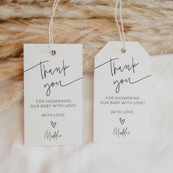 Minimalist Thank You Gift Tags Baby Shower, Printable Baby Shower Thank You Tag, Editable Baby Favors, Favor Tag, Gender Neutral, Corjl PP63