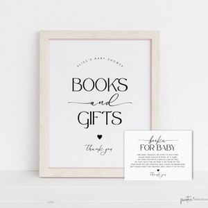 Books For Baby Sign, Books For Baby Card, Books For Baby Shower, Modern Minimalist, Books and Cards Sign, Gender Neutral Template Corjl PP50