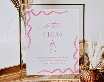 Baby Bottle Chug Game Sign - 8x11 Inch Bohemian Rainbow Wooden Sign For Gender Reveal & Baby Showers 12 thumbnail image