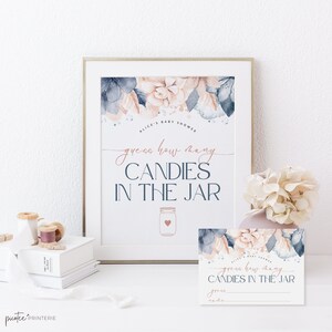Guess How Many Candies In The Jar Game, Sign and Tickets, Baby Shower Printable, Gender Neutral, Pink Blue, Instant Download, Corjl PP40