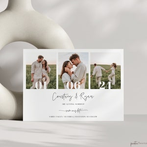 Photo Save The Date Template Printable, Minimalist Save Our Date Invite, Downloadable Save The Date Card, Photo Collage, Modern, Corjl PP60