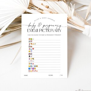 Emoji Pictionary Baby Shower Game, Minimalist Baby Shower Game Printable, Baby Emoji Game, Gender Neutral, Instant Download, Corjl PP50