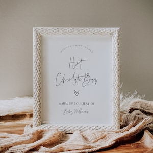 Minimalist Hot Chocolate Bar Baby Shower, Printable Hot Chocolate Bar Sign, Hot Cocoa Bar Template, Gender Neutral, Winter Baby, Corjl PP63