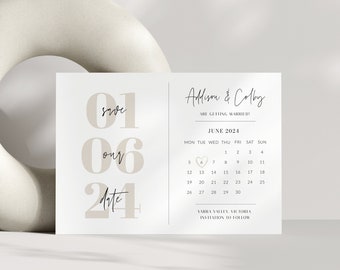 May include: Save the date wedding announcement with a calendar showing June 2024 with a heart marking the 13th. The text reads "Save our date" with large numbers "01 06 24" and "Allison & Colby are getting married!"