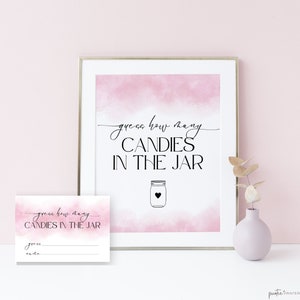 Guess How Many Candies are in the Jar Game, Guess How Many Baby Shower Template, Minimalist Girl Pink, Guessing Game Printable, Corjl PP55