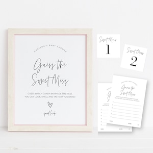 Guess The Sweet Mess Baby Shower Game, Minimalist Dirty Diaper Printable, Candy Bar, Poopy Diaper, Guess The Mess, Gender Neutral Corjl PP63