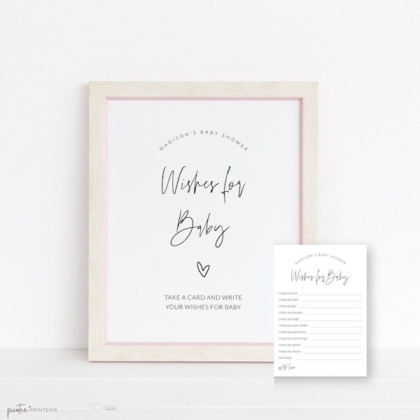 Minimalist Wishes for Baby Shower Game, Well Wishes Baby Card Template, Wishes for Parents, Editable Baby Advice, Gender Neutral, Corjl PP63