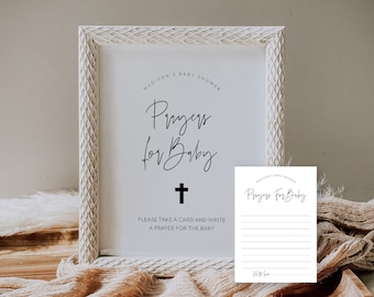 Prayer Cards for Baby Shower, Prayers For Baby Card Printable, Minimalist Baby Shower Advice, Modern Prayers Sign, Gender Neutral Corjl PP63