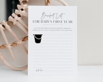 Baby Bucket List Game Minimalist, Baby's First Year Cards, Printable Baby Shower Activity, Bucket List Template, Gender Neutral, Corjl PP63