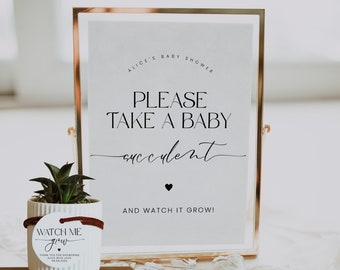 Baby Shower Succulent Favor Sign, Watch Baby Grow, Succulent Favor, Please Take One, Minimalist Baby Shower, Instant Download, Corjl PP50