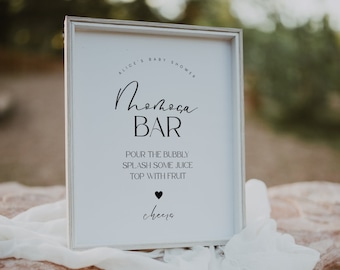 Baby Shower Mimosa Bar Sign, Momosa Bar Sign Baby Shower, Minimalist, Mom-osa Bar, Bubbly Bar, Gender Neutral, Instant Download, Corjl PP50