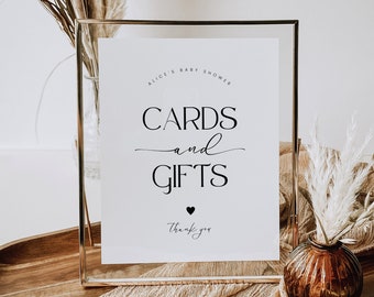 Minimalist Cards and Gifts Sign, Baby Shower Cards and Gifts Sign, Printable Sign, Modern Gifts for Baby, Instant Download, Corjl PP50