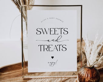 Baby Shower Sweets and Treats Sign, Dessert Table Sign Baby Shower, Minimalist Baby Shower Sign, Gender Neutral, Instant Download Corjl PP50