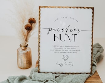 Pacifier Hunt Baby Shower Game, Pacifier Hunt Game, Modern Minimalist Baby Shower, Gender Neutral Baby Shower, Instant Download, Corjl PP50
