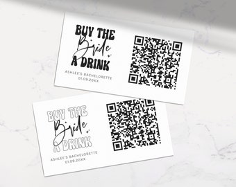 Buy The Bride A Drink Card, Retro Bride Venmo Bachelorette, Hen's Party QR Code Drink Card, Bach Party Drink, Nashville, Paypal, Corjl PP61
