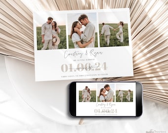 Printable Save The Date Template Photo, Electronic Save Our Date, Downloadable Save The Date Text Invite, Digital Evite, Modern Corjl PP60