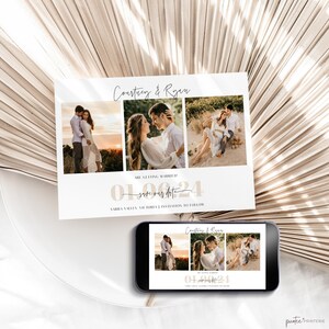 Printable Photo Save The Date Template, Photo Collage Save The Date Invite, Electronic Save Our Date Card, Digital Evite, Modern Corjl PP60