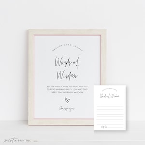 Baby Shower Words of Wisdom for New Parents, Editable Words of Encouragement, Minimalist Baby Advice Cards, Printable Well Wishes Corjl PP63