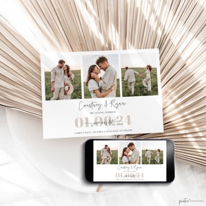 Printable Save The Date Template Photo, Electronic Save Our Date, Downloadable Save The Date Text Invite, Digital Evite, Modern Corjl PP60