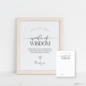 Words of Wisdom for New Parents, Minimalist Baby Shower Advice Cards, Editable Words of Encouragement, Printable Well Wishes, Corjl PP50