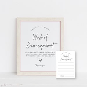 Baby Shower Words of Encouragement for New Parents, Editable Words of Wisdom, Minimalist Baby Advice Cards, Printable Well Wishes Corjl PP63