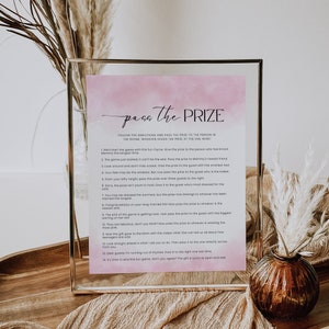 Pass the Prize Baby Shower Game, Minimalist Girl Baby Shower Poem, Printable Pass the Gift, Dusty Pink, Editable Baby Rhyme Game, Corjl PP55