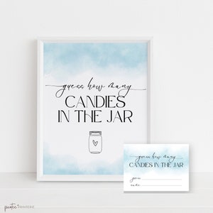 Guess How Many Candies In The Jar Game, Blue Guess How Many Sign, Boy Baby Shower Game Template, Printable Guessing Game Card, Corjl PP65