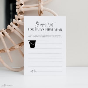 Baby Bucket List Game Minimalist, Baby's First Year Cards, Printable Baby Shower Activity, Bucket List Template, Gender Neutral, Corjl PP63