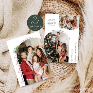 Modern Photo Christmas Card Template, Arch Merry Christmas Family Photo Card Printable, Editable Personalized Happy Holidays Card Corjl PP78