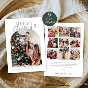 Arch Merry Christmas Card Photo Template, Minimalist Christmas Family Photo Collage, Editable Holiday Greeting Card Printable, Corjl PP78