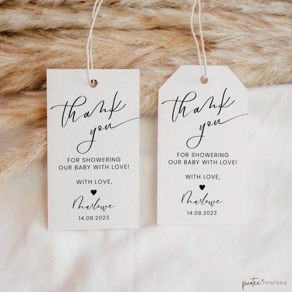 Thank You Tags Baby Shower, Baby Shower Favor Tags to Print, Baby Shower Gift Tag,  Minimalist Baby Shower Decor, Gender Neutral, Corjl PP50