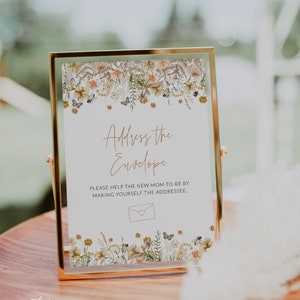 Wildflower Address The Envelope, Boho Floral Baby Shower Sign, Write Your Address On Envelope, Help The Busy Mom, Addressee, Corjl PP72