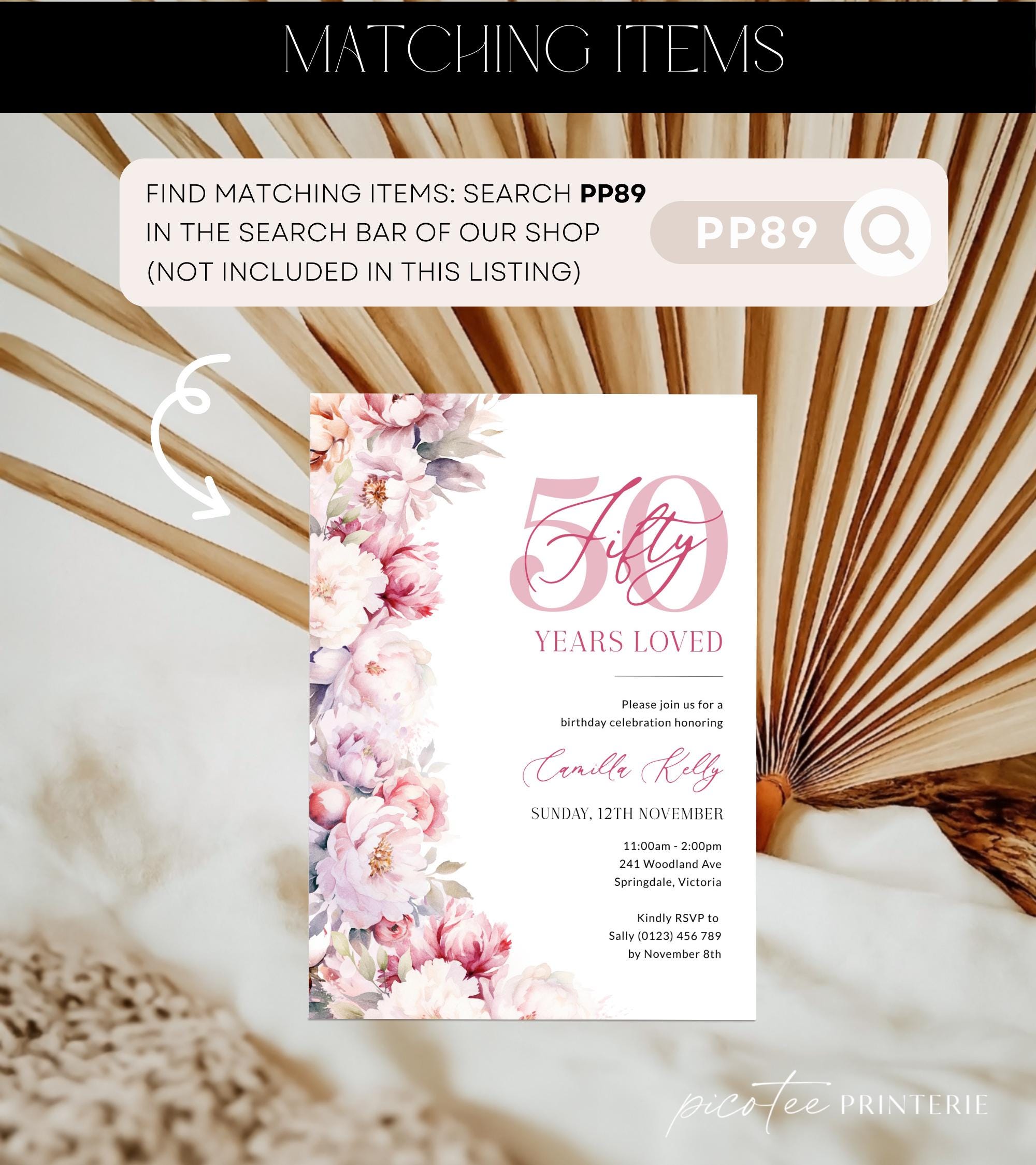 Pink Floral Dinner Menu Card Printable Template, Modern Flowers ...