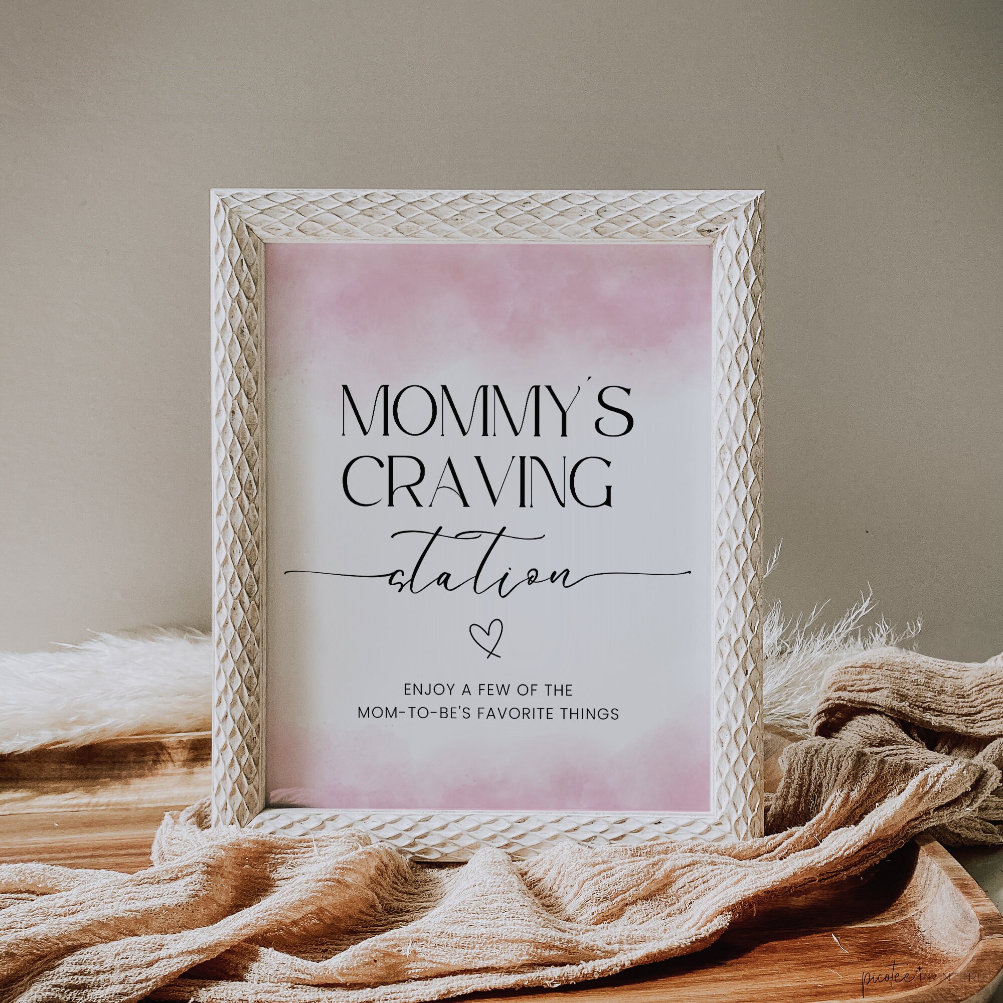 Mommy’s Craving Station Sign, Minimalist Baby Shower Girl, Editable ...