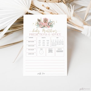 Baby Predictions and Advice Cards, Baby Shower Game, Teddy Bear Theme, Advice Predictions Printable, Girl Baby Shower Pink, Corjl PP53