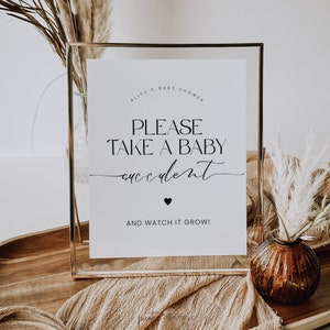 Baby Shower Succulent Favor Sign, Watch Baby Grow, Succulent Favor, Please Take One, Minimalist Baby Shower, Instant Download, Corjl PP50 image 3