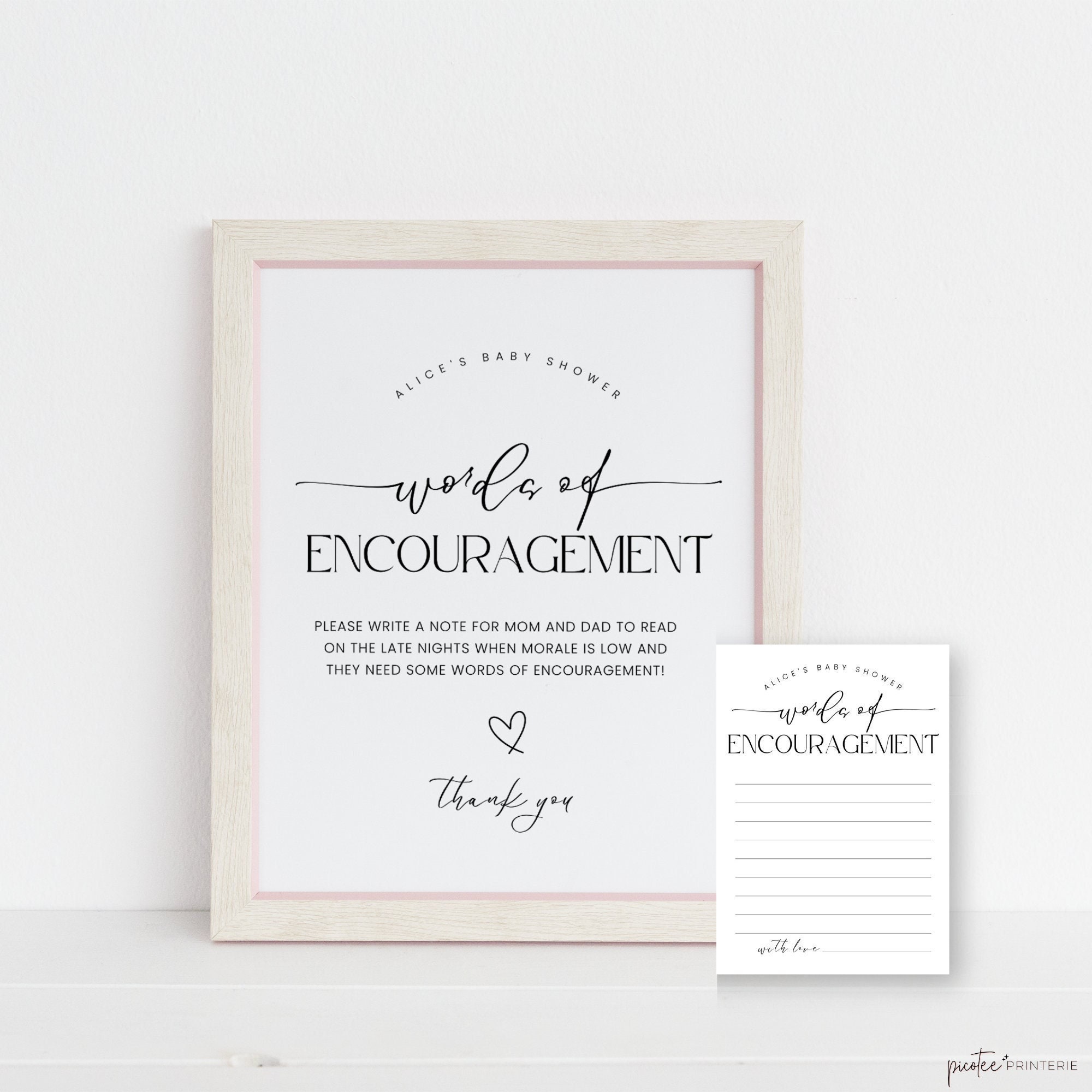 Minimalist Words of Encouragement for New Parents, Editable Words of Wisdom, Baby Shower Advice Cards, Printable Well Wishes, Corjl PP50