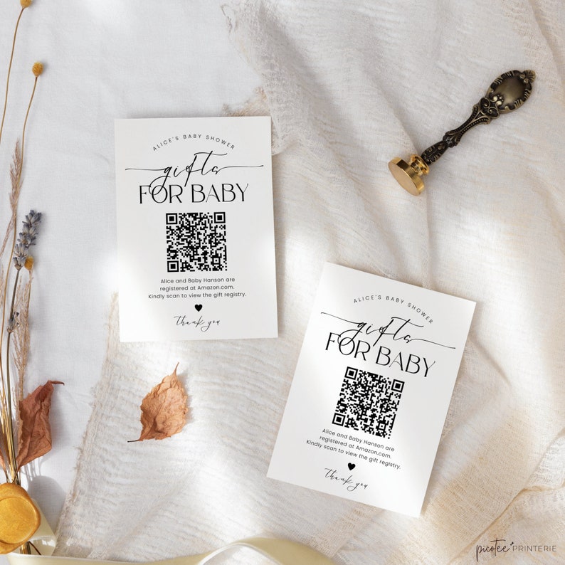 Baby Shower Gift Registry Card With QR Code Printable Gift Etsy
