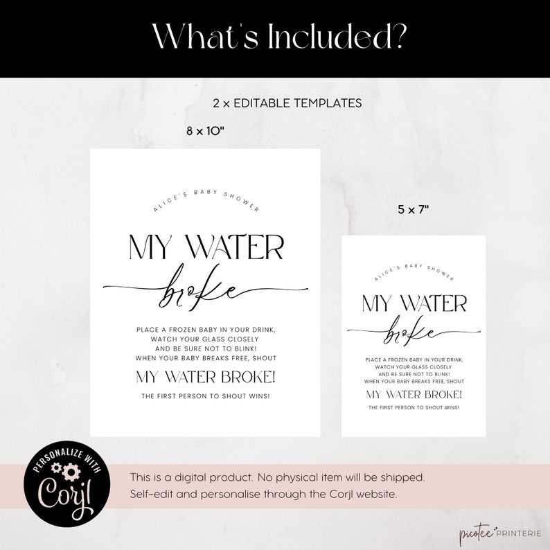 My Water Broke Baby Shower Game My Water Broke Game - Etsy