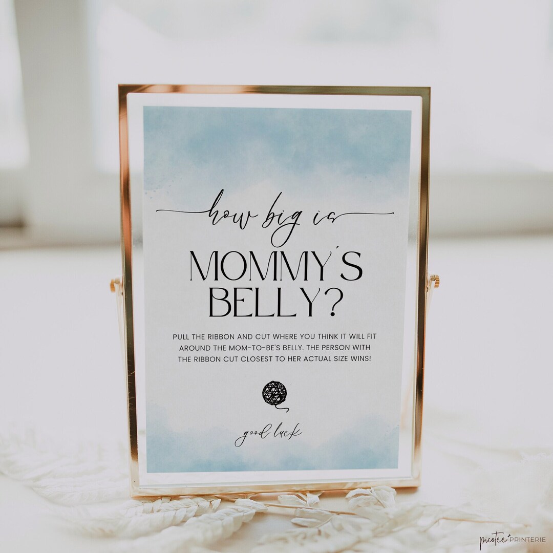 How Big is Mommy's Belly Game, Printable Measure Her Belly, Minimalist ...