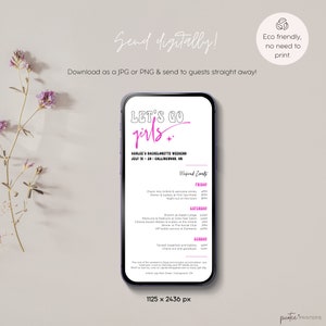 Let’s Go Girls Bachelorette Invitation Template, Bachelorette Weekend Itinerary, Nash Bash Invite, Last Rodeo, Nashville, Disco, Corjl PP61 image 5