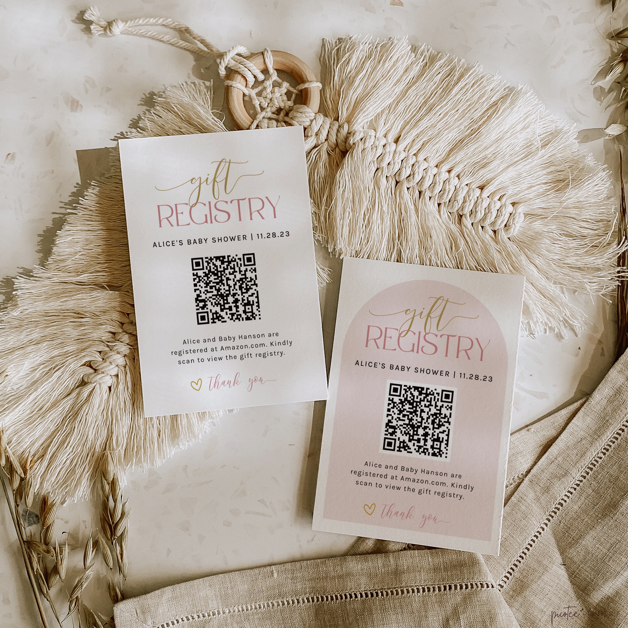 Baby Shower Gift Registry Card QR Code Gift Registry Etsy