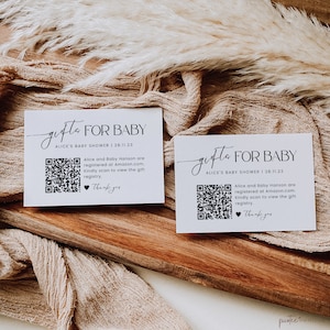 Baby Shower QR Code Gift Registry Card, Gift Registry QR Code, Minimalist Gifts For Baby Printable, Insert, Instant Download, Corjl PP50